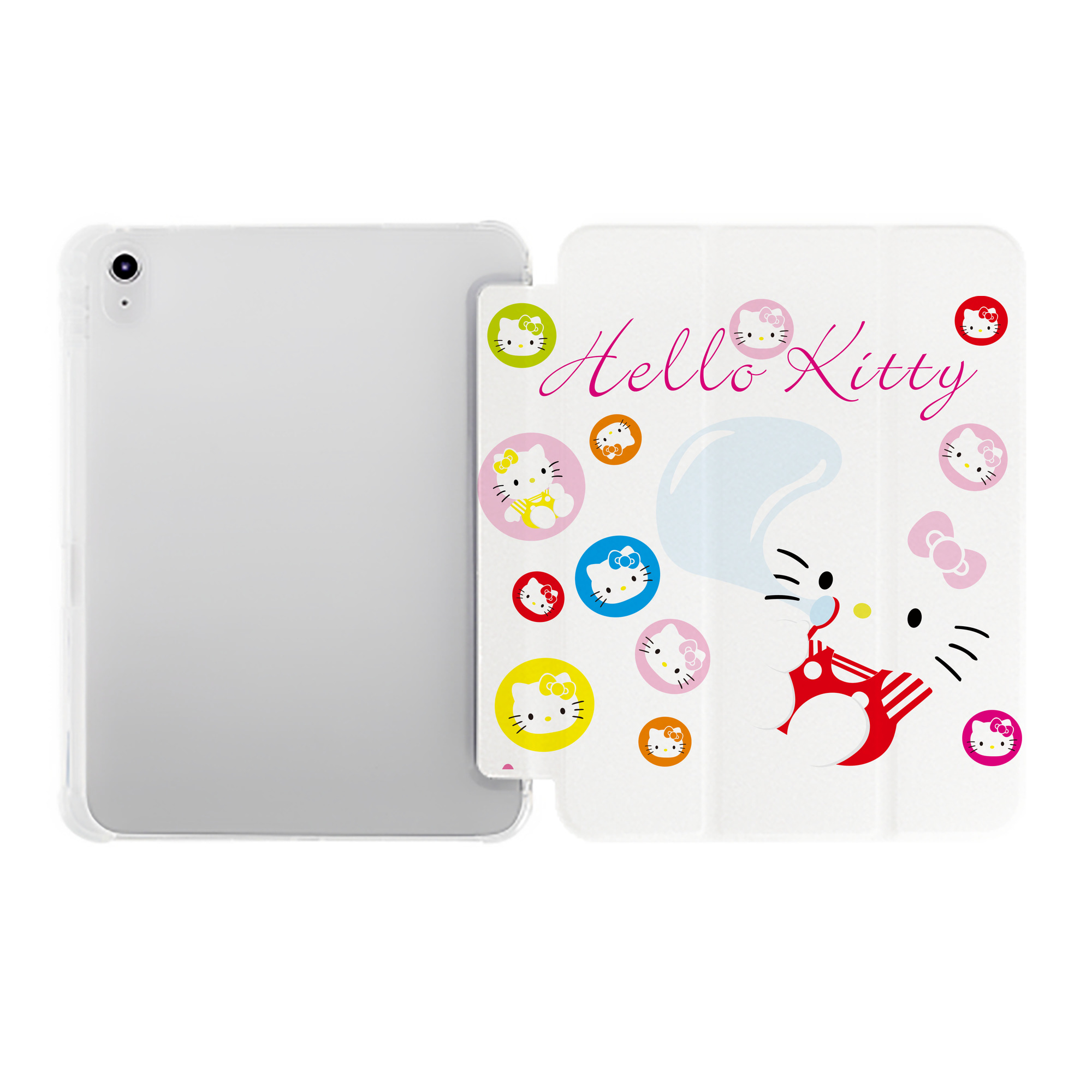 （画像用） Hello Kitty ハローキティ IPad ケース ペン収納付き 三つ折りスタンド PUレザー×シリコン 対応機種9.5/10.5/10.9インチ